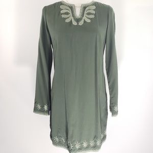 Shukr Olive Green Embroidered Tunic, Size S